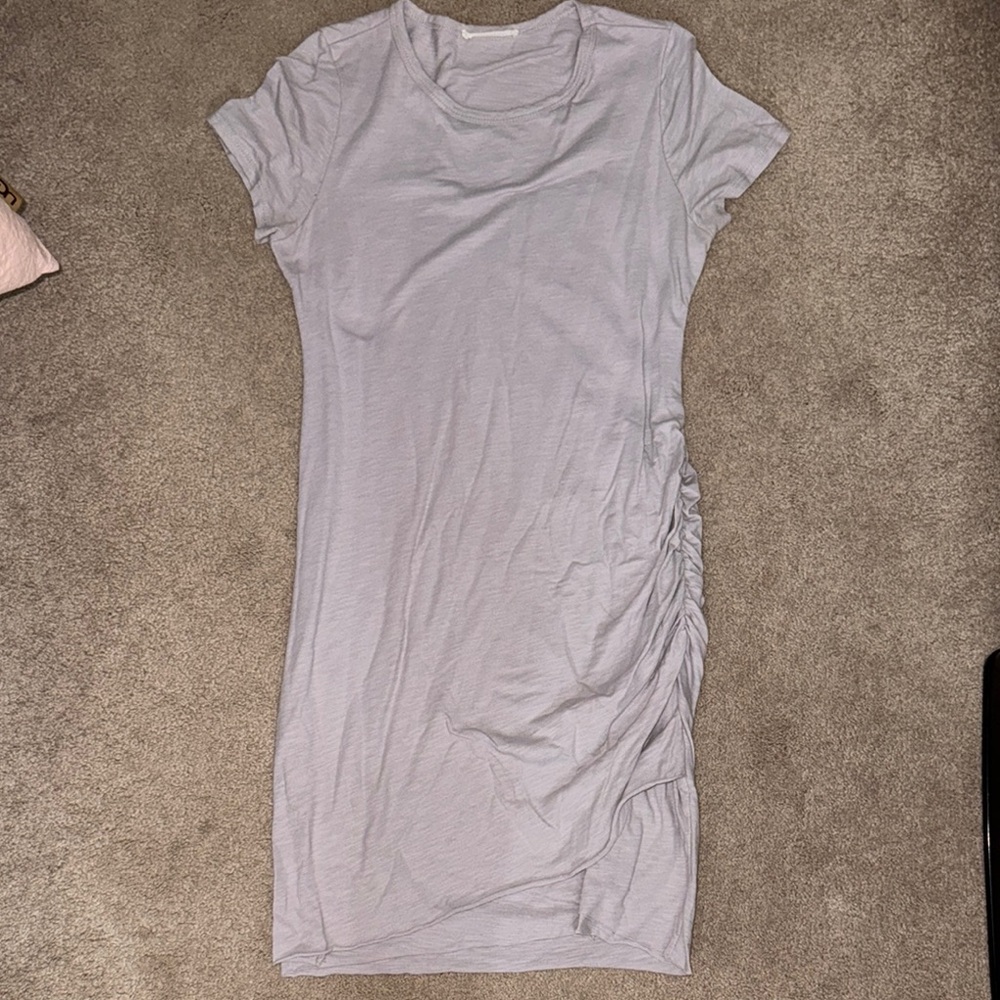 Elegant Gray Ruched Dress